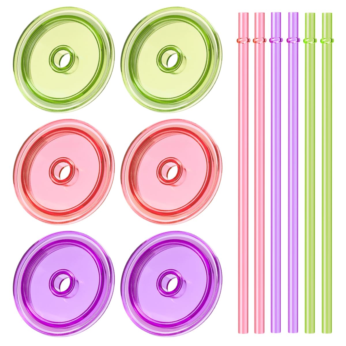 Photo 1 of Aieve Wide Mouth Mason Jar Lids with Straws, Compatible with Ball 16oz 24oz Mason Jars, 6 Pcs Colorful Wide Mouth Drinking Cover Lids with Straw Hole