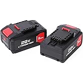 WMEXINBAO 2-Pack 20V 5.0Ah Capacity Lithium-Ion Replacement Battery Packs for Bauer 20V Cordless Tools