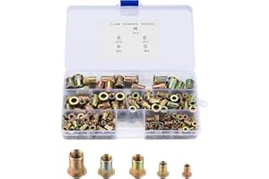 QIWUHAI 165 Pcs Rivet Nut Kit, Carbon Steel Flat Head Threaded Inserts, Heavy Duty Threaded Insert Rivet Nuts with Knurled Body Assorted in Metric M3/M4/M5/M6/M8 Rivnuts Nutserts