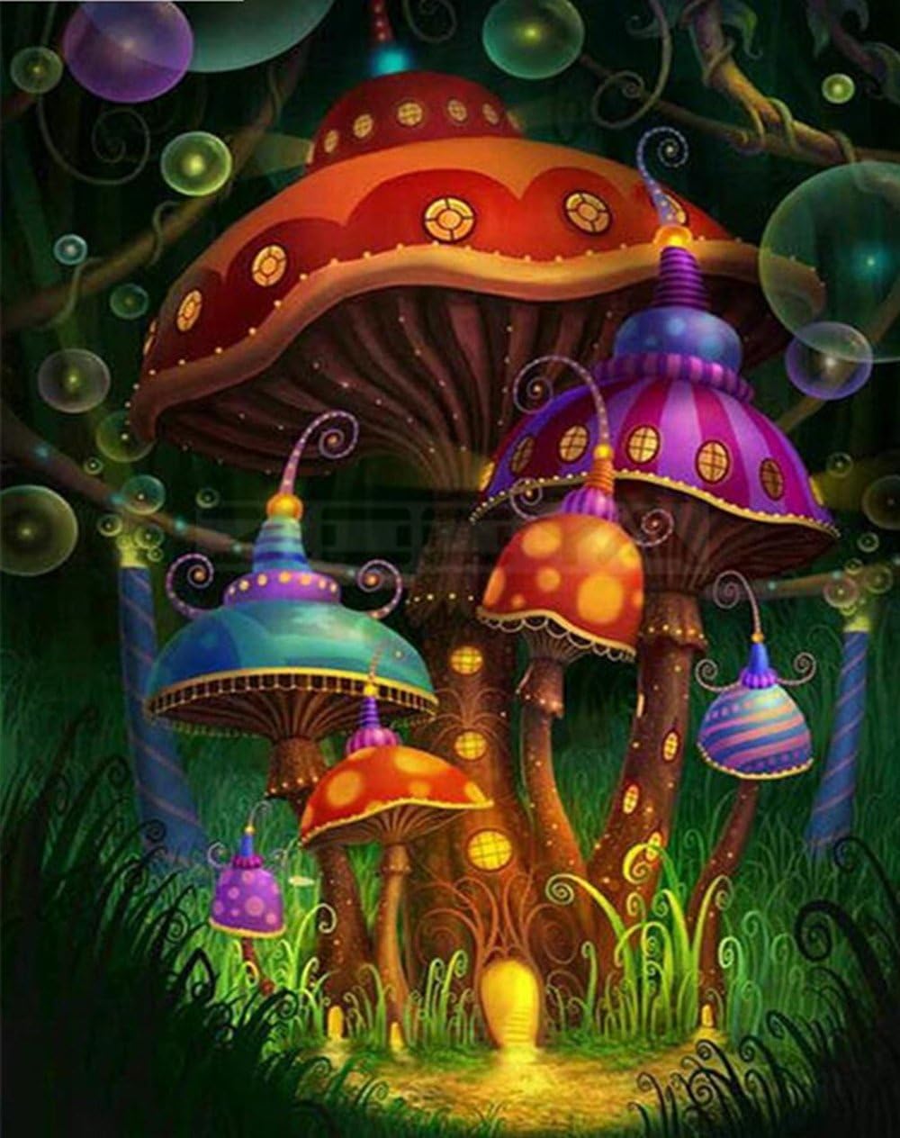 Psychedelic Mushroom -DIY 5D Diamond Painting by Number Kits - Paint with Diamonds Cross Stitch - Embroidery Crystal Rhinestone Pasted Drilled Arts Craft for Home(Full Drill)