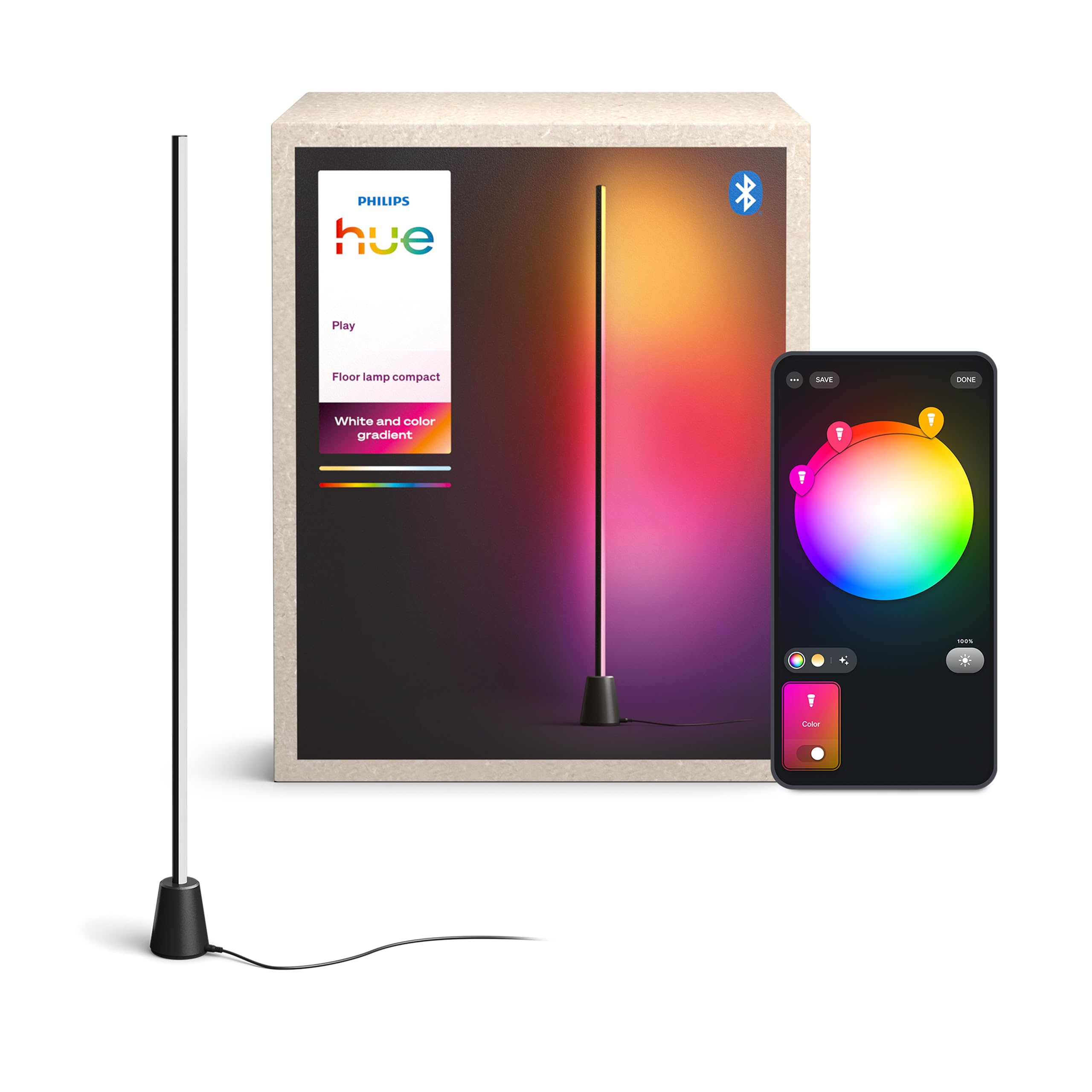 Philips Hue Play Stehleuchte, RGBWWIC LED, 122 cm, Mehrfarbige Farbverläufe, Smart Lighting, Alexa, Google Home, Apple Home, TV-Synchronisation erfordert Hue Bridge und Sync Box (separat erhältlich)