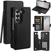 Vofolen for Samsung Galaxy Z Fold 6 Case Wallet with Card Holder RFID Black | S Pen Holder, Flip Leather Heavy Duty Shockproof Protective, Magnetic Clasp, Stand, Slim Pocket Phone Cover for Z Fold 6 Case