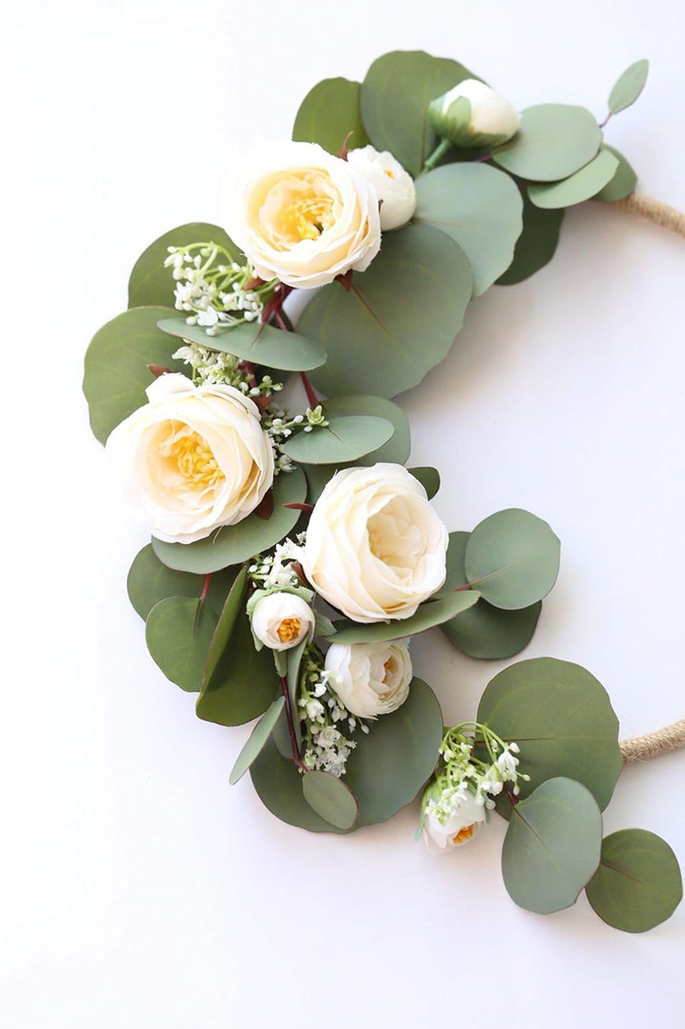 Amazon Com First Ring Flower Green Eucalyptus Flowers Wedding Hoop Bouquet Bride Hoop Wreath Bridesmaid Gift Bridal Bouquet Floral Wall Decor 2019 Kitchen Dining