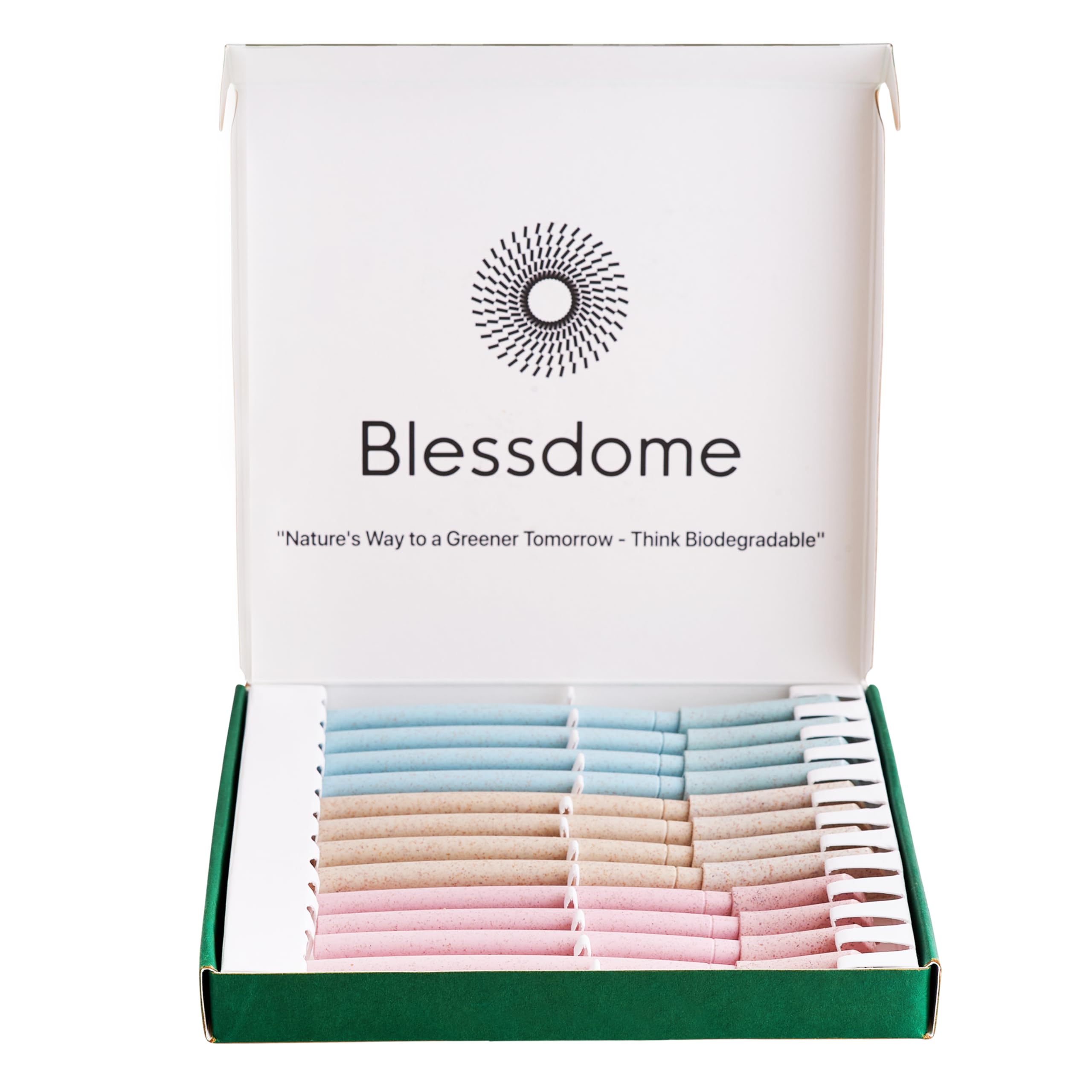 BLESSDOME 12Pcs Biodegrable Wheat Straw Dermaplaning Blades for Face - Peach Fuzz Eyebrow Razor Shaper | Exfloating Dermaplane Hair Removal Tool - Eco Friendly Plastic Free Dermaplane Eyebrow Razors