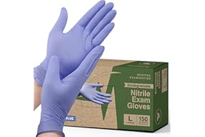 FIFTHPULSE Biodegradable Disposable Medical Gloves Large - 150 Count - Violet Blue Nitrile Gloves - Medical Exam Powder and Latex Free Gloves - Surgical and Dental Grade with Textured Fingertips