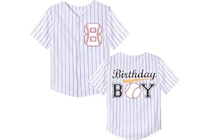NICNZQI Kids Baseball Jersey Birthday Boy Shirt Birthday Outfit Personalized Sport Party Tee 7-10 Years Old