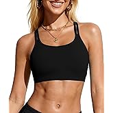 Komorebi Women's Bikini Top, Scoop Neck Bathing Suit Top with Adjustable Criss Cross Back, Padded Sports Bra Swim Tops Only