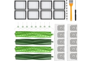 XHEEPEAN 28 Piece Replacement Parts Kit for iRobot Roomba E/i/j Series parts kit, fits E5 E6 i6 i7+ j7+/Plus, includes 2 rubber brushes, 10 vacuum bags, 8 side brushes, 8 filters (NOT for Combo J7+)