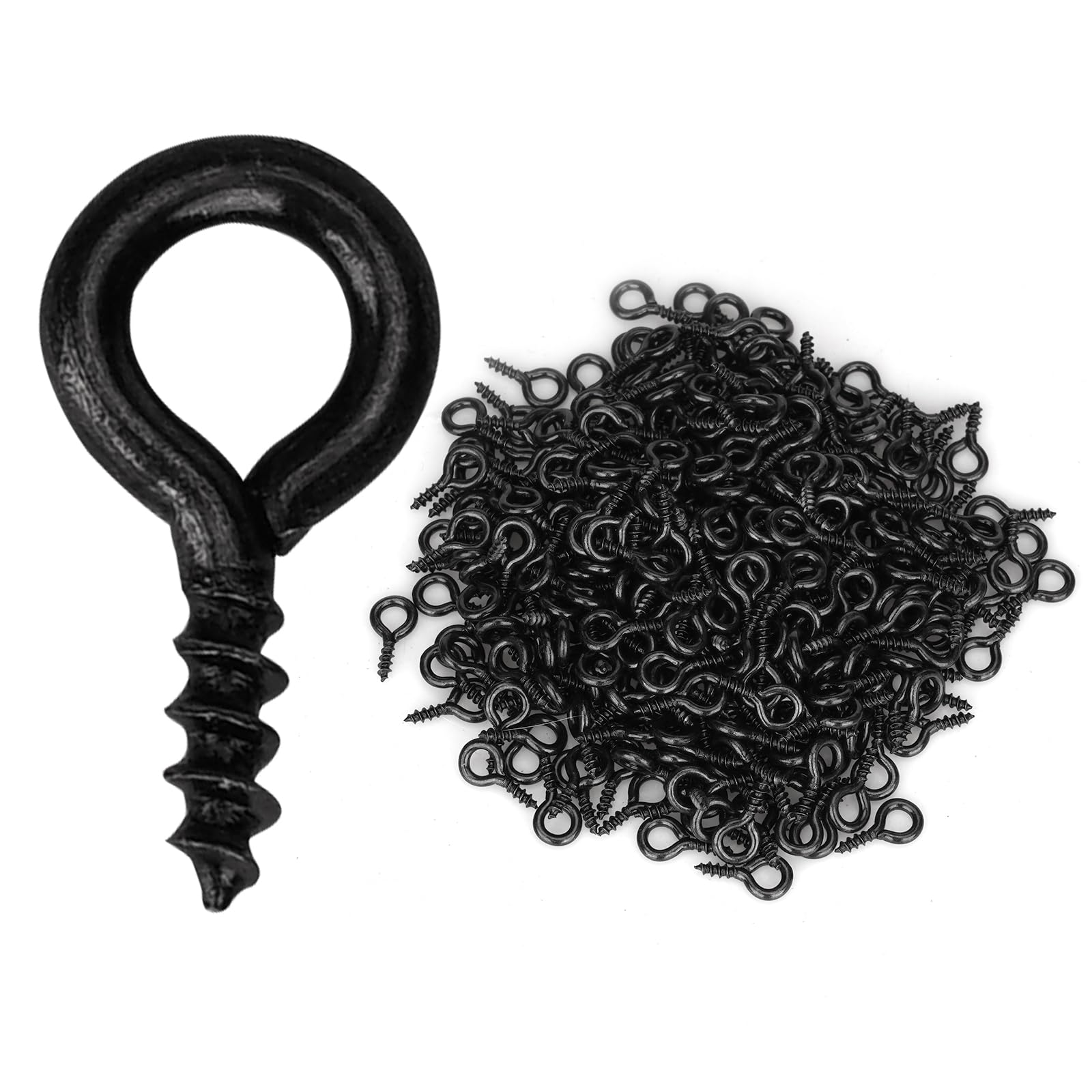 Photo 1 of Aovchei Eye Screws, 500PCS 0.39 Inches Heavy Duty Metal Screw Hooks, Self Tapping Eye Bolts, Indoor & Outdoor for Hanging Artwork, Black