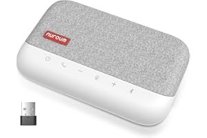 NUROUM A15 Bluetooth Conference Speaker and Microphone, 360° Voice Pick up & Noise Canceling Computer Speakerphone with 4 MEMS Mics, Daisy Chain, w/Dongle, USB Plug & Play