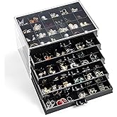 YUFONG Earring Storage Box Organizer, Acrylic Jewelry Storage Box Holder 5 Drawers Transparent Jewelry Display Stand with 120 Small Compartments Gift Boxes for Women Girls (Black)