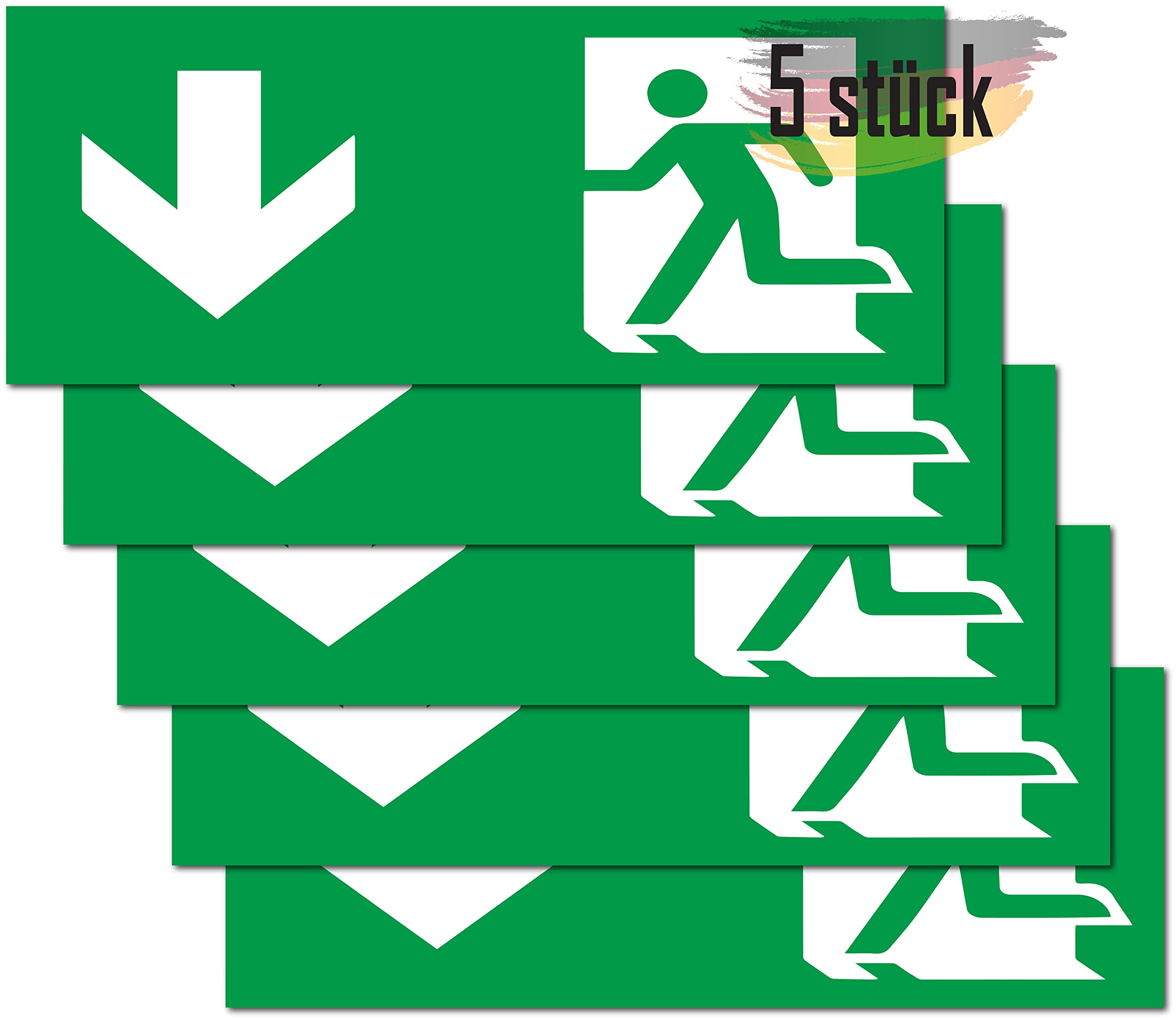 Seemy Emergency Exit Sign, 5x, Premium Vinyl, 24x9 cm, Arrow โ