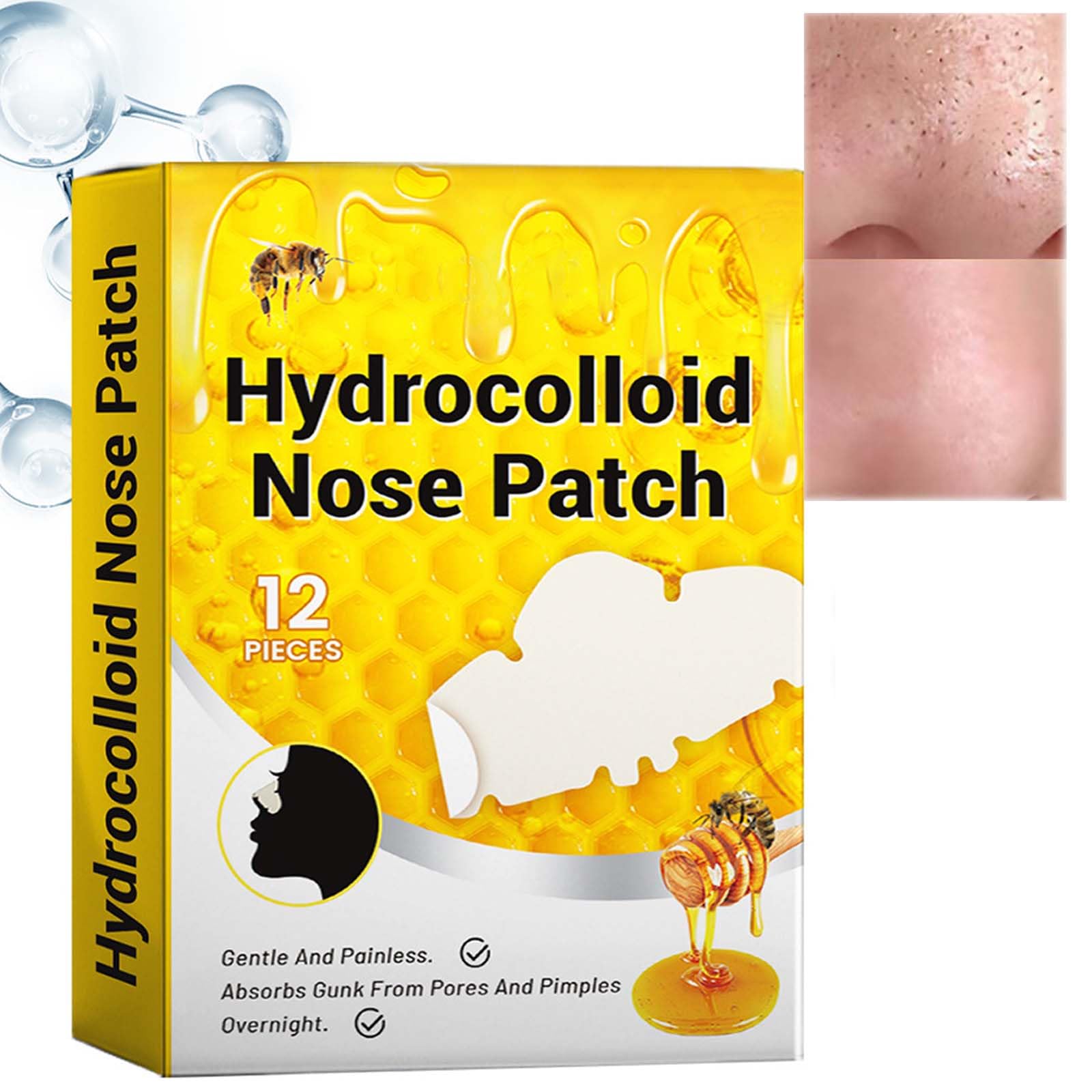 12PCS Blackhead Clearing Strips - Invisible Hydrocolloid Nose Patches for Gentle, Pore-Shrinking & Blackhead Reduction. Also Covers Large Breakouts on Face and Nose