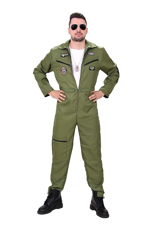 Herren Pilotenkostüm mit Gratis Pilotenbrille! Kostüm, Pilot, Top, Männer, Karneval, Gun, Fliegerkostüm, Fasching, Anzug Kamp