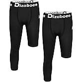 Dizoboee Youth Boys Compression Pants One Leg 3/4 Leggings for Sports Kids Basketball Tights Baseball Football Pants