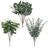 30 Pcs 3 Kinds Mixed Artificial Eucalyptus Stems, Fake Greenery Stems Silver Dollar Eucalyptus Leaves Bulk Fake Plants, Real Touch Leaf Branches For Wedding Home Vase Bouquets Floral Greenery Decor