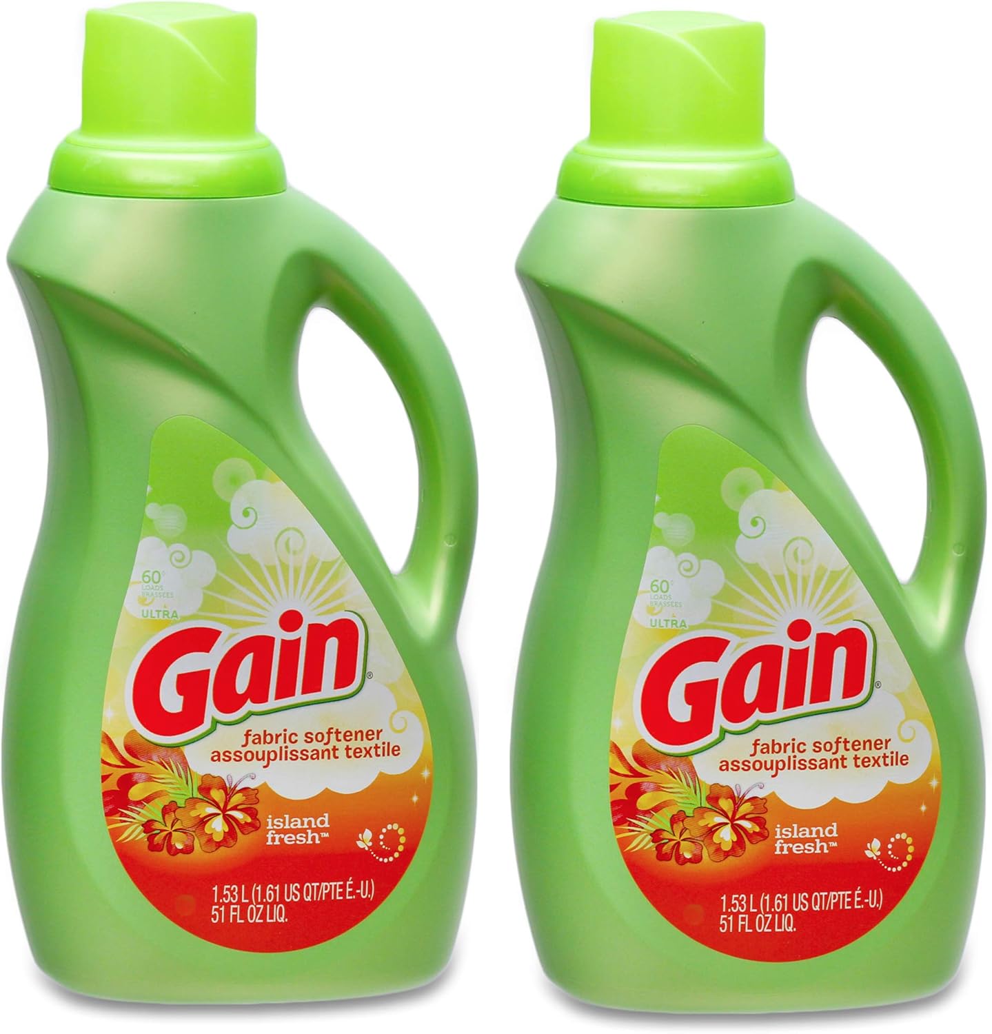Gain Liquid Laundry Fabric Softener, Island Fresh, 2 Packs