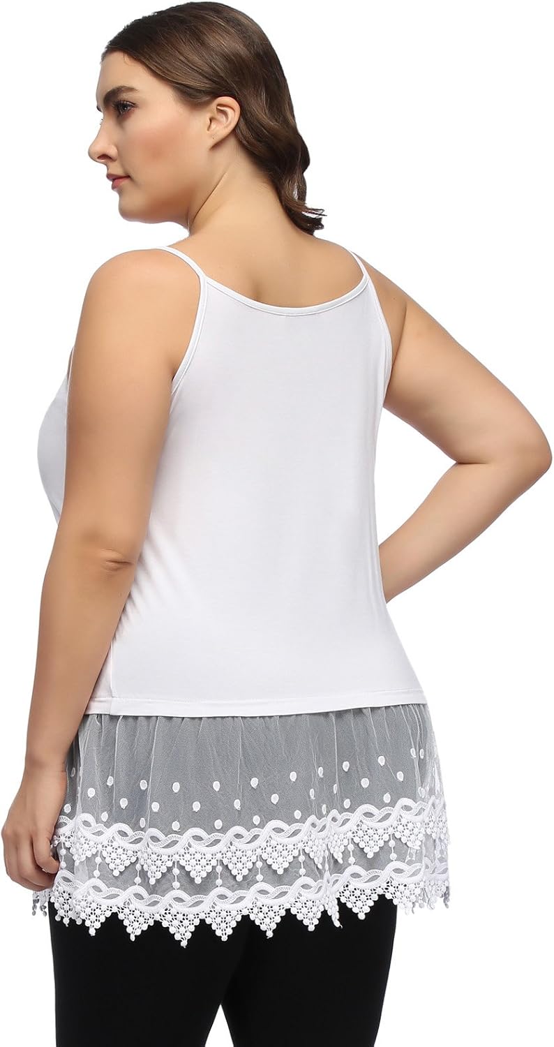 Women's Plus Size Lace Trimmed Camisole Layering Cami Tank Top Extender at  Women’s Clothing store