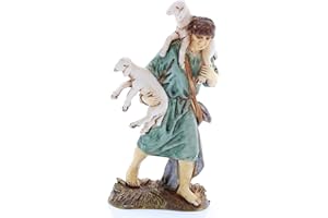 Moranduzzo Good Shepherd for Nativity Scene of 4 Inch Scale 1:20 - Unbreakable Nativity Figures - 18th Century Style, Hand-Finished Painting, Official Product, Made in Italy, Sculptor M. Landi
