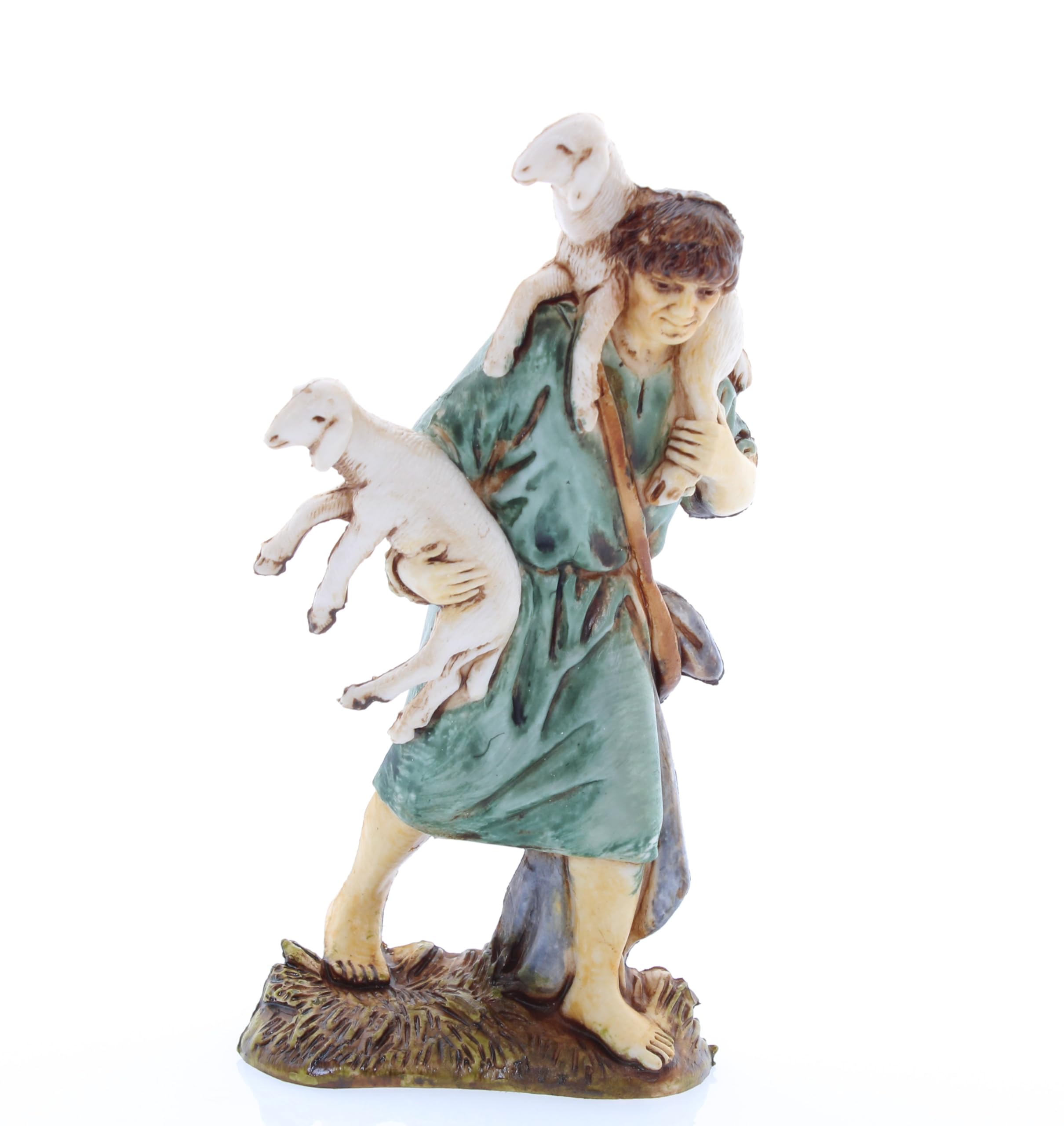 Moranduzzo Good Shepherd for Nativity Scene of 4 Inch Scale 1:20 - Unbreakable Nativity Figures - 18th Century Style, Hand-finished Painting, Official Product, Made in Italy, Sculptor M. Landi