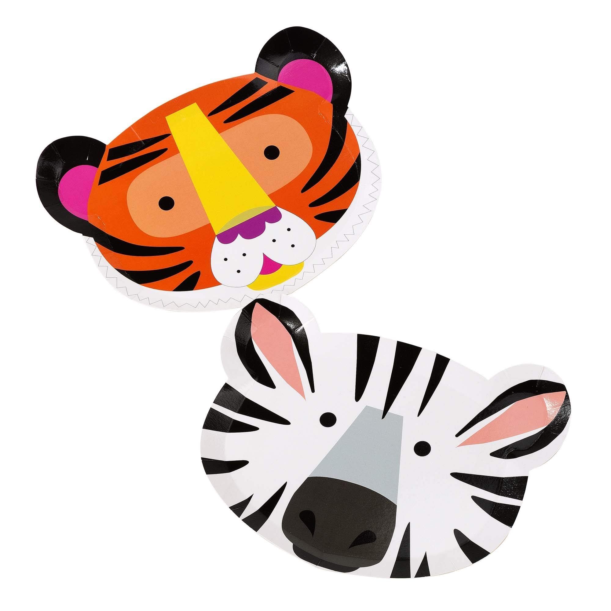 TalkingTablesZoo Animal PartyParty PlatesPack of 12Mixed Colours, Kidsfaceplates