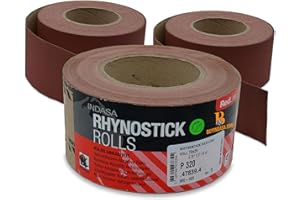 Indasa 2.75" PSA Sandpaper Roll - 27 Yard Rhynostick180-Grit Long Continuous Roll, Self-Adhesive Stickyback Sand Paper for Woodworking, Automotive, Metal (Aluminum Oxide Plus Lubricant)