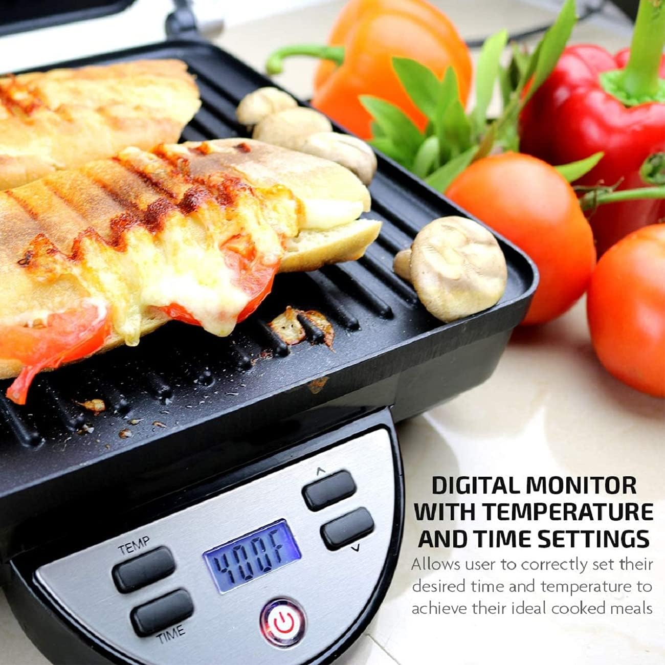 Ovente 4 Slice Electric Indoor Panini Press Grill with Non-Stick Double Flat Cast Iron Cooking Plates & Removable Drip Tray, Countertop Stainless Steel Sandwich Maker Bread Toaster, Silver GP1000BR: Kitchen & Dining