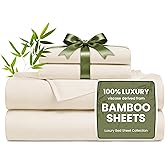 Love's cabin 4 Piece Queen Sheet Set, Cooling Sheets, 100% Rayon Derived from Bamboo, Breathable & Soft Queen Size Bed Set, Deep Pocket Up to 16", Hotel Luxury Silky Bedding Sheets, Beige