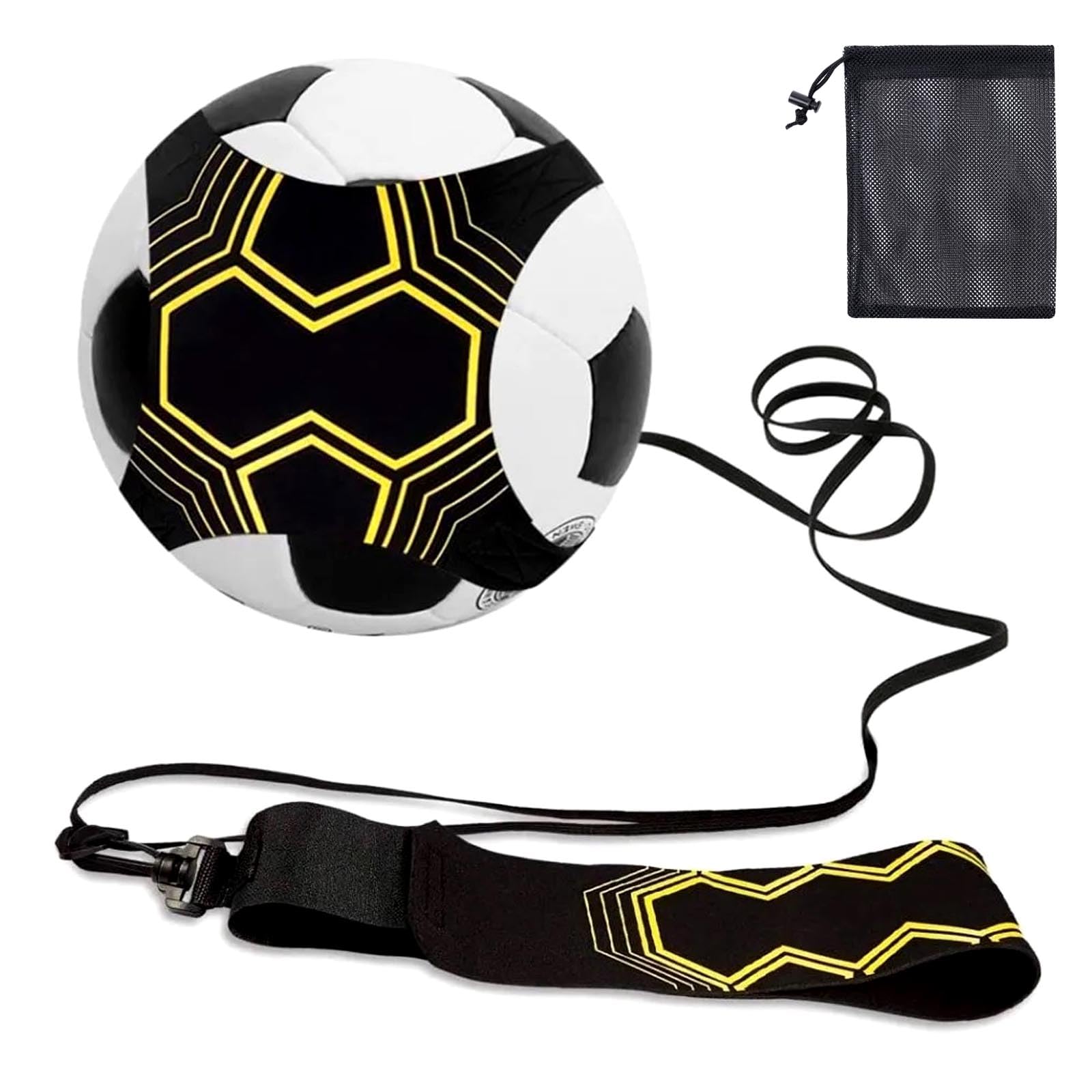 AWAVM Football Kick Trainer, Footballs Training Aid with Flexible Adjustment Belt, Children Adult Solo Football Practice Equipment Suitable for 3 4 5 Balls