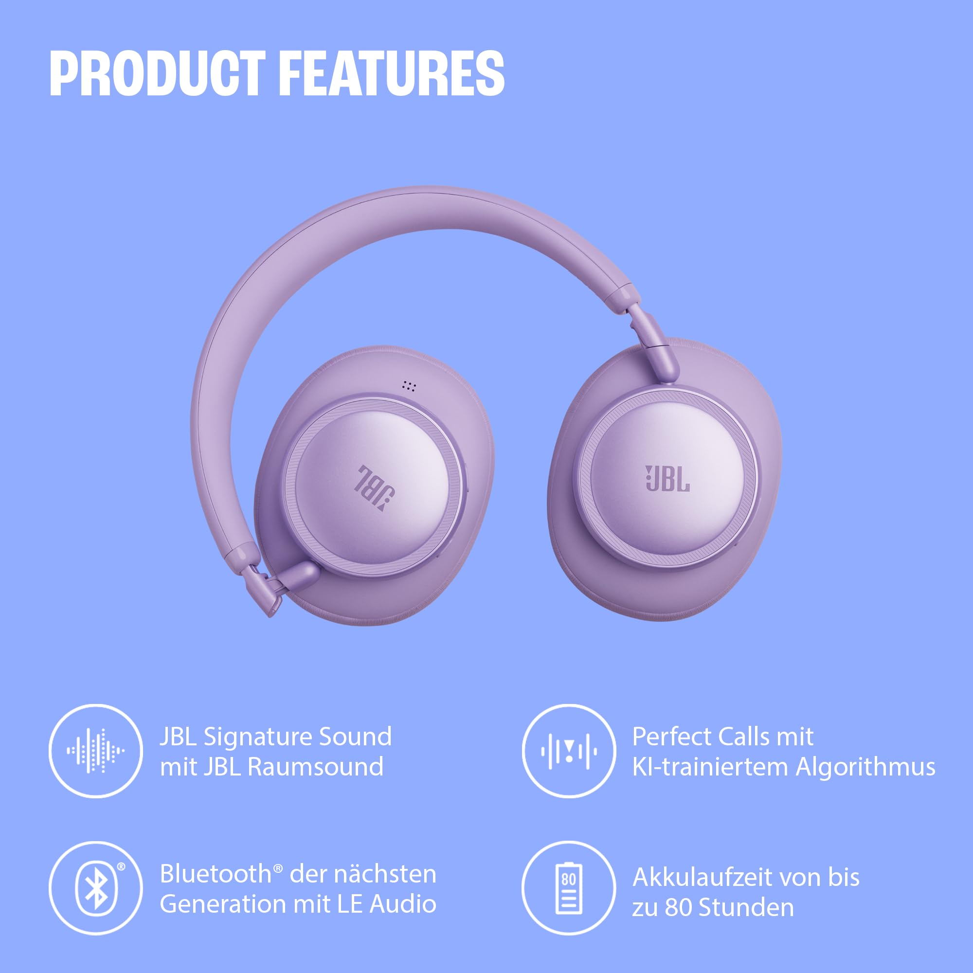 JBL Live 780NC Kabellose Over‑Ear‑Kopfhörer mit Adaptivem Noise Cancelling, Spatial Sound, Sprachsteuerung und JBL Pure Bass, Grün 4