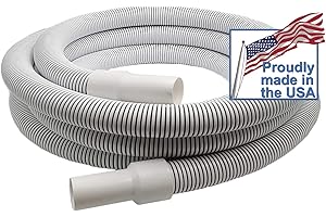Destroyer Plastics One Year Manufacture Warranty Above/In Ground Manual Swimming Pool Vacuum Hose with Swivel Cuff (Commercial White 1.5 in, 35)