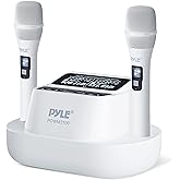 Pyle UHF Wireless Microphone System – Bluetooth Receiver with 2 Rechargeable Handheld Mics, 1200mAh Batteries, Clear Sound for Karaoke, Classroom, Office & Business Use