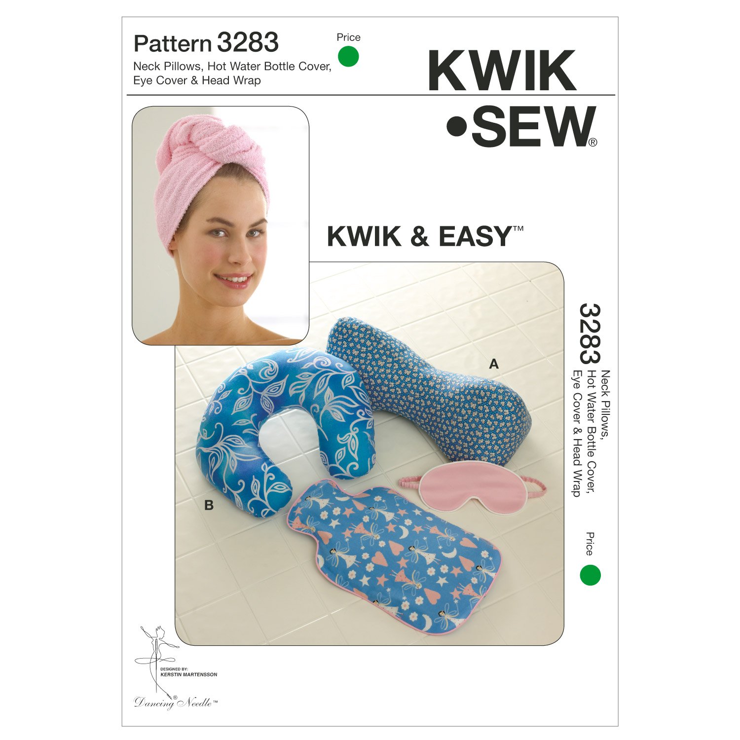 Kwik Sew Patterns K3283 Neck Pillows Hot Water Bottle Cover