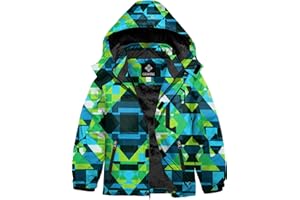 GEMYSE Boy's Waterproof Ski Snow Jacket Hooded Fleece Windproof Winter Jacket