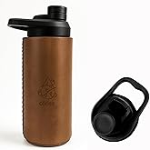 Oliriss 18oz leather stainless steel water bottle (brown)
