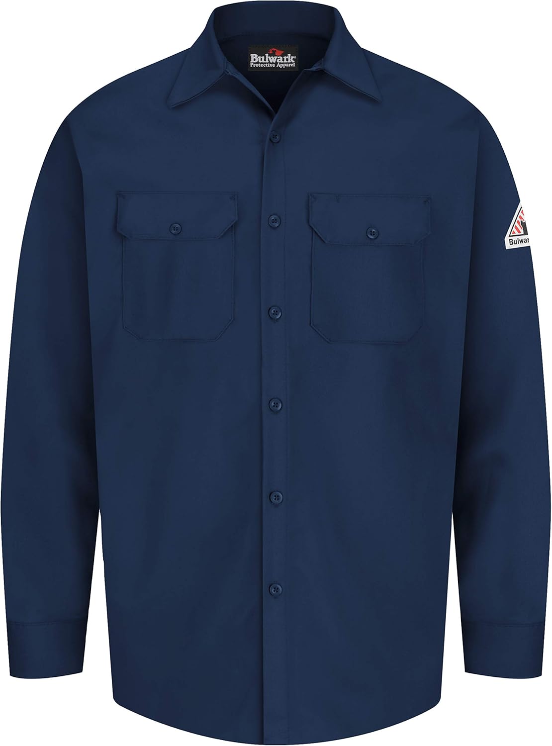 Bulwark Men's Flame Resistant 7 Oz Cotton Work Shirt with Sleeve Vent: Clothing