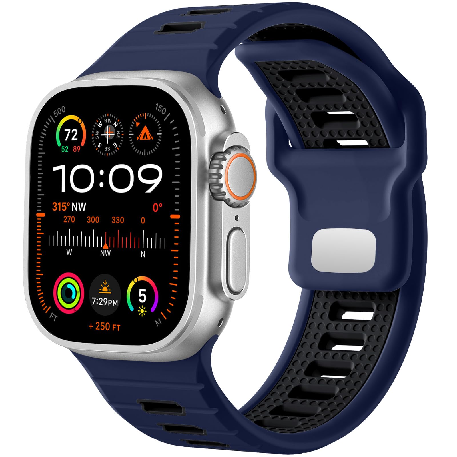 CeMiKa Compatible with Apple Watch Straps Ultra 3/Ultra 2/Ultra 49mm 46mm 45mm 44mm 42mm Men, 26mm Adjustable Silicone Sport Loop Replacement Bands for iWatch Series 11 10 9 8 7 6 5 4 SE 3 2 1