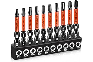 DYRECELVE Impact Torx Bit Set T15 T20 T25 T30 T40, 10-Pack 2 Inch S2 Steel Magnetic Power Bits for Impact Driver, 1/4 Inch Hex Shank Heavy Duty Magnetic Grip (Anti-Slip)