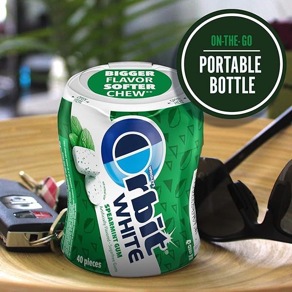 ORBIT WHITE SPEARMINT SUGARFREE GUM, 40 PIECE BOTTLE