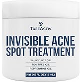 TreeActiv Invisible Acne Spot Cream 150+ Uses, Salicylic Acid & Tea Tree Oil Clear-Drying Formula for Acne-Prone Skin, Works on Blackheads & Whiteheads