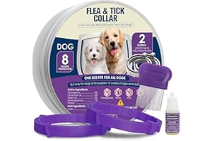 QUIVANTA Flea Collars for Dogs, Dog Flea & Tick Control Flea Collar 8 Months Protection, Waterproof Dog Flea Collar, Flea Prevention for Dogs with Comb and Prevention Treatment Drop, 2Pack