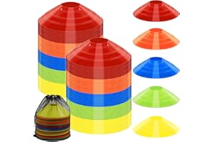 Jyongmer Soccer Cones for Training, 100/15 Pack Agility Cones with Carry Bag, Multi-Color Disc Cones for Sports Training, Soccer, Football, Basketball, Kids, Field Cone Markers, Indoor Outdoor Sports