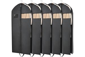 SORON 60" Garment Bags for Travel, 5 Pack Garment Bag for Dresses Long, Visible Design Dress Bags for Hanging Clothes, Storage Wedding Gowns, Dresses, Suits, Coats, Tuxedo, Cosplay Outfits, and More