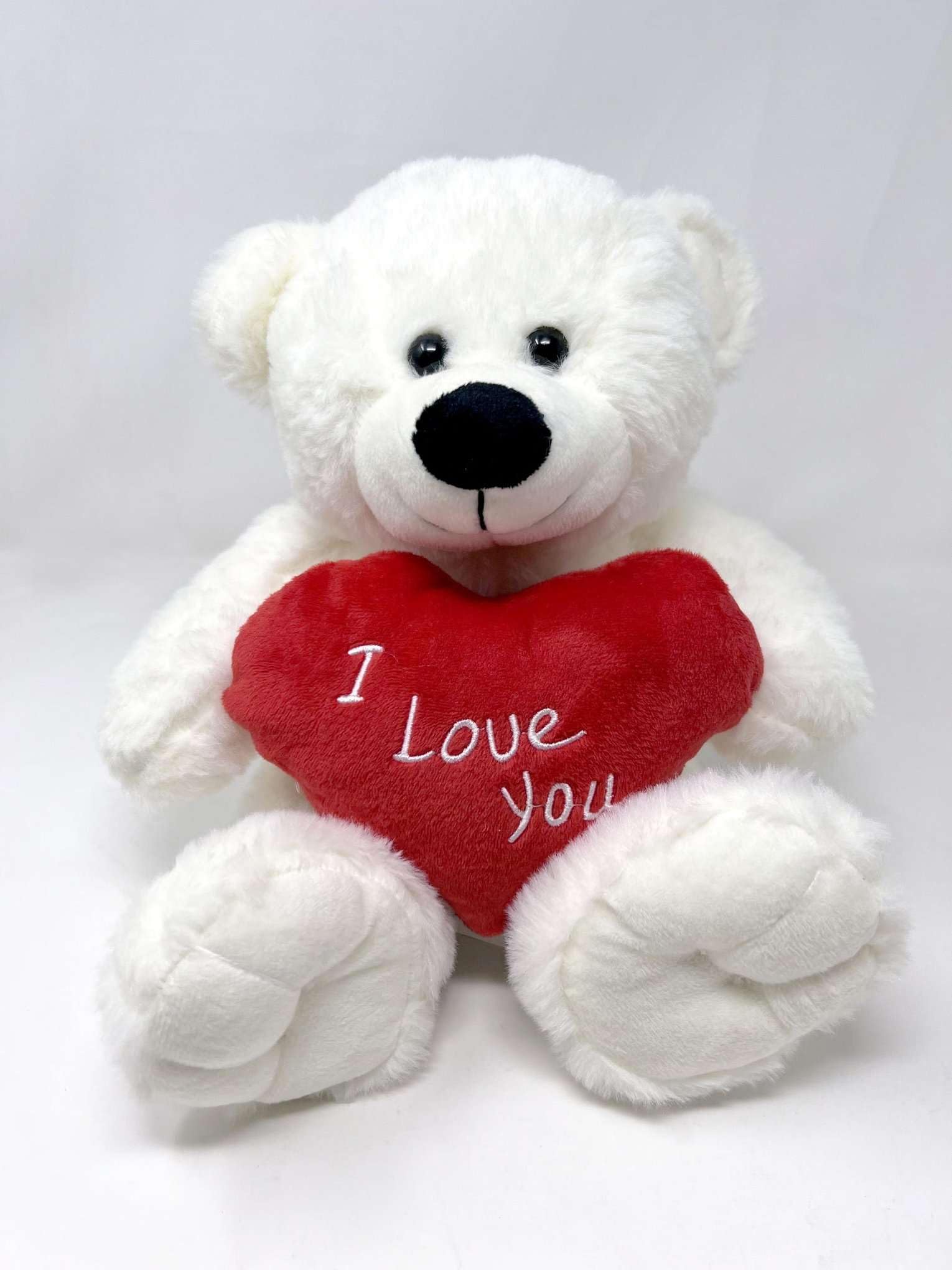 White Teddy Bear holding Red Heart with "I Love You" written on it | Gift Ideas for Girlfriend | Wife | Birthday | Valentine's Day | Christmas | Anniversary (White, 10.5")