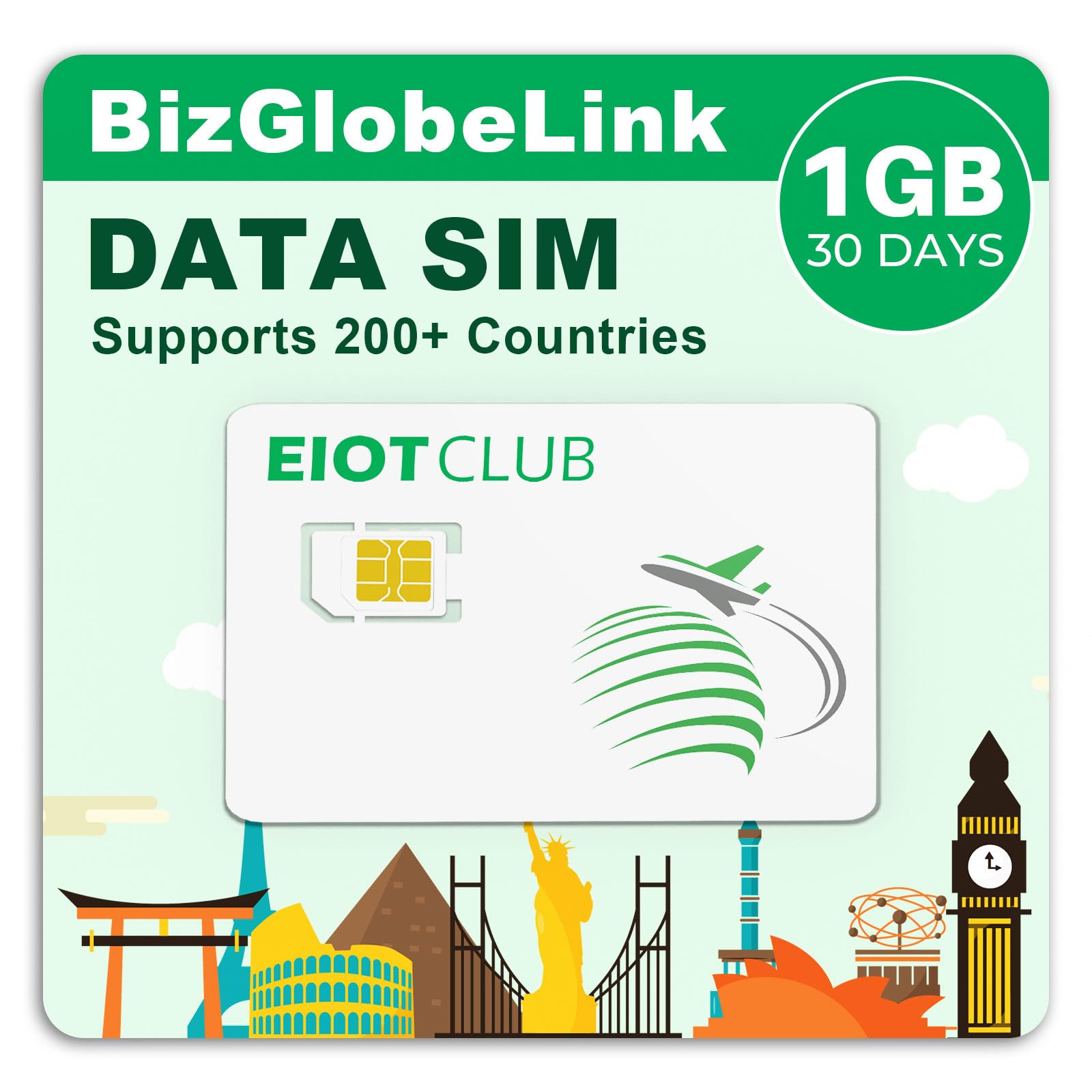 EIOTCLUB International Data SIM Card, 5G/4G LTE Travel SIM Card, Prepaid Data SIM, International Roaming Coverage Network, No Contract 3-in-1 SIM for Phone Router WiFi Hotspot