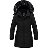Pursky Girls' Warm Winter Coat Long Parka Fleece Lined Waterproof Puffer Jacket With Removable Hood