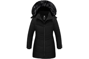 Pursky Girls' Warm Winter Coat Long Parka Fleece Lined Waterproof Puffer Jacket With Removable Hood