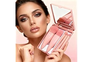 5PCS Mini Complete Function Makeup Brush Set With Mirror, Portable Travel Cosmetic Brushes Kit, Blush Brush Eyeshadow Brush W