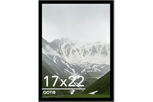 QOTIB 17x22 Picture Frame Black for Wall Mounting, Horizontal and Vertical Formats for Wall Hanging, Wood 17x22 Frame, Black, 1 Pack