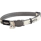 Rogz Glow in the Dark Reflective Cat Collar with Breakaway Clip and Removable Bell, fully adjustable to fit most breeds, Jumping Black Cat Design